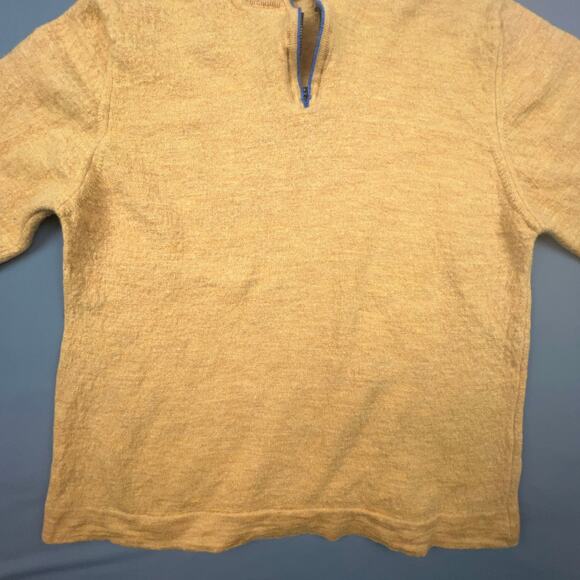 Toscano Lambswool Sweater Italy | Tan Blue Quarter Zip | Fits S/M - Picture 5 of 10